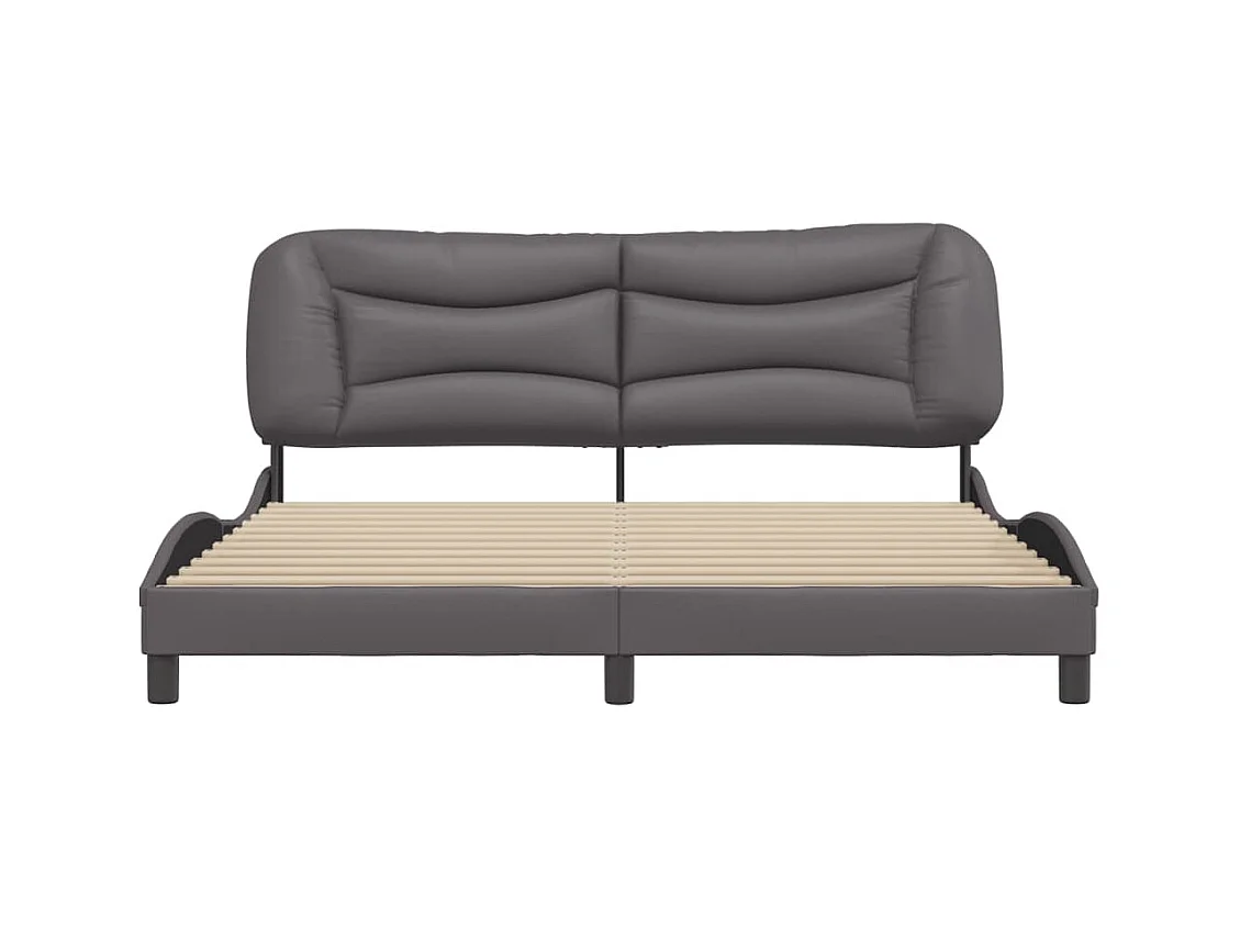 Lit double + tête de lit Gris 180x200 cm Similicuir FR14607