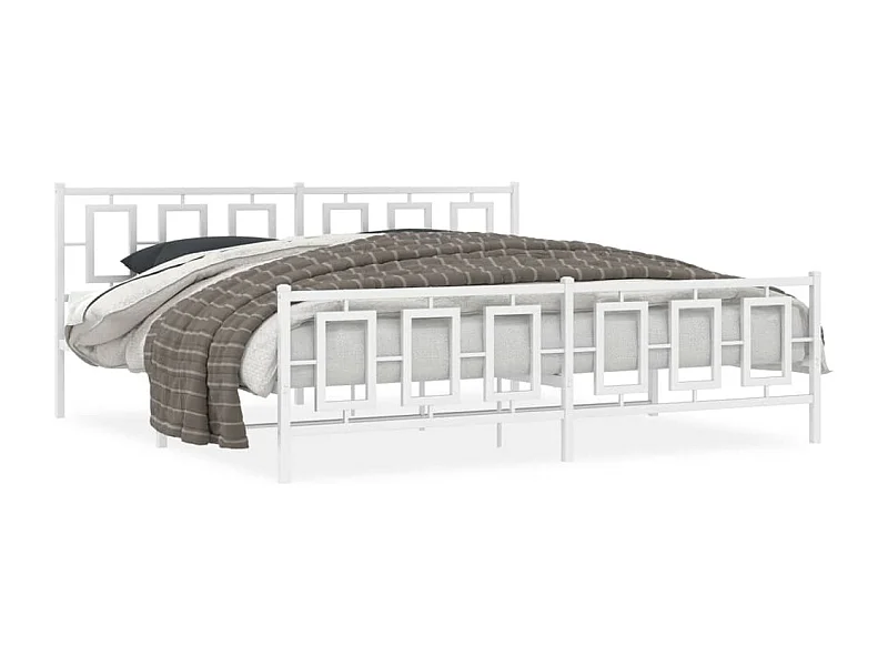 Bedframe met hoofd- en voeteneinde metaal wit 193x203 cm BE151155