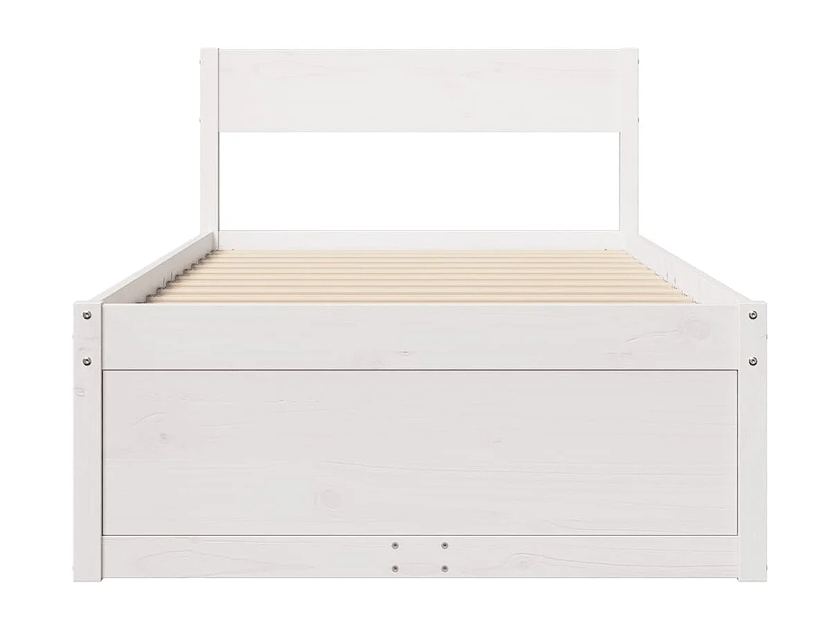 Cama individual- 75x190 cm sin colchón madera maciza blanca ES501155