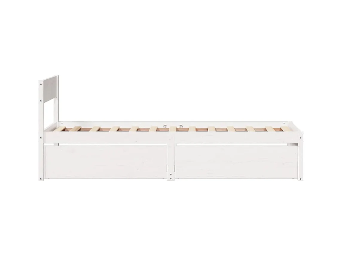 Cama individual- 75x190 cm sin colchón madera maciza blanca ES501155