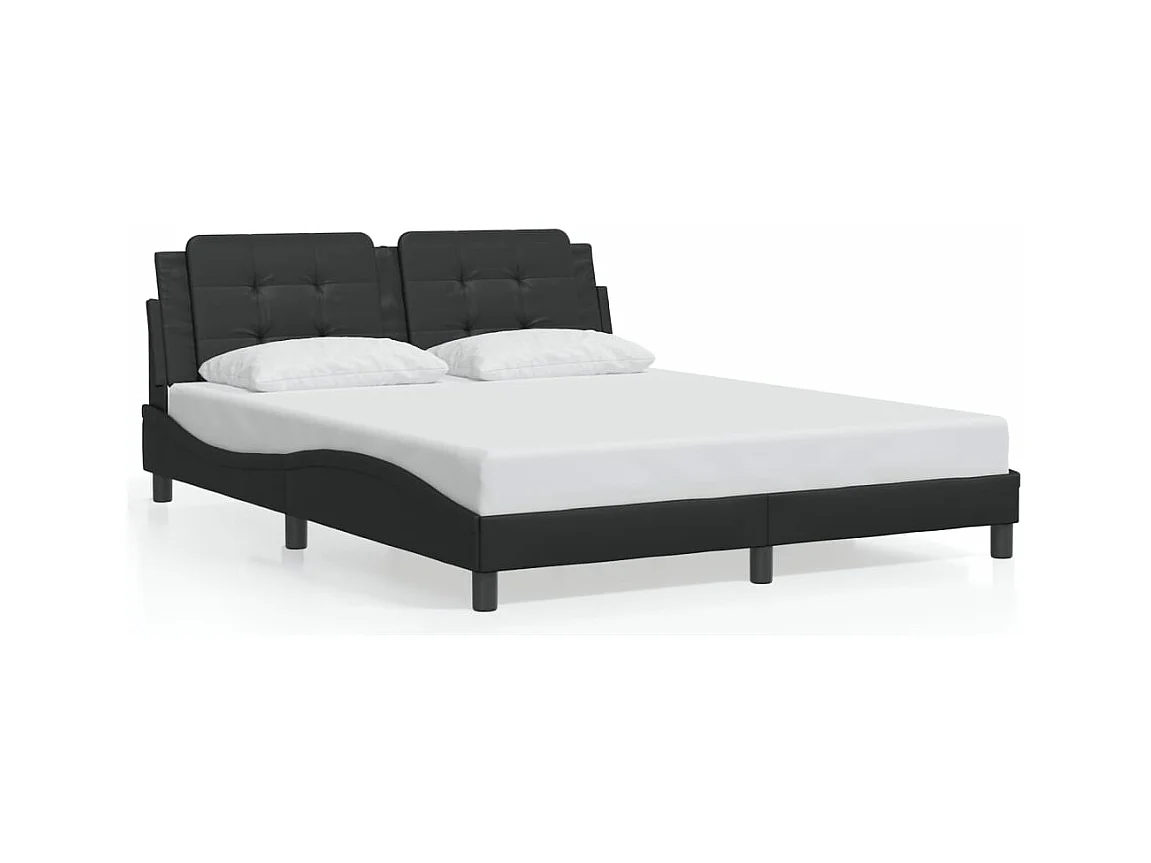 Lit double avec lumières LED noir 160x200 cm similicuir FR67849