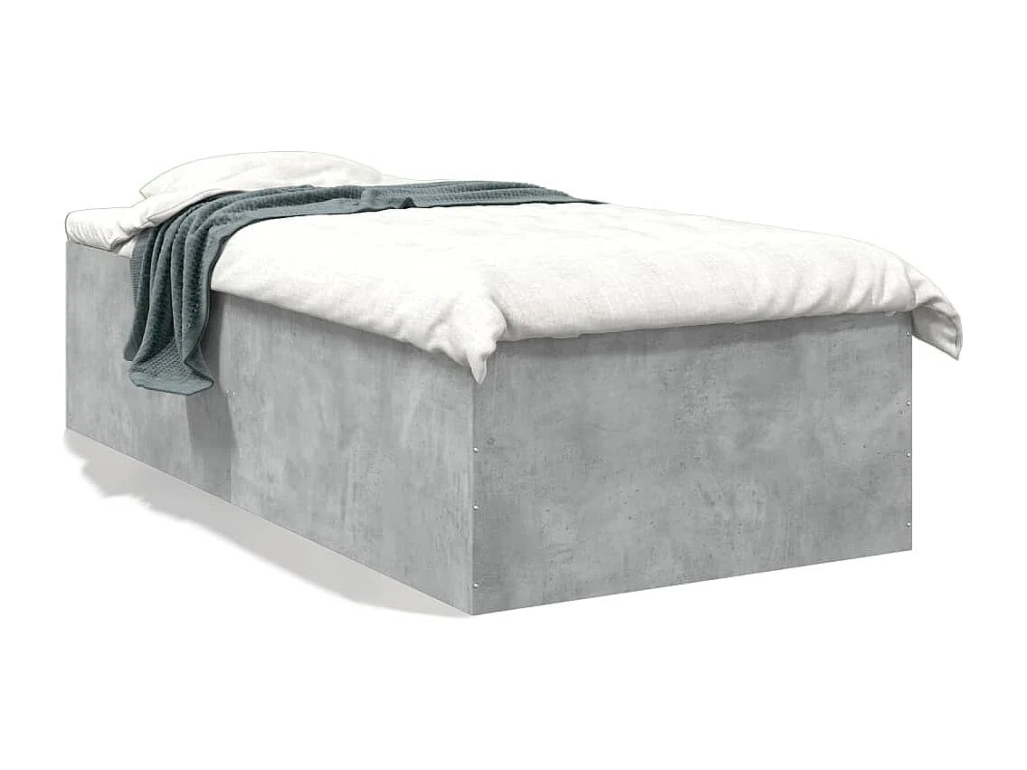 Bedframe bewerkt hout betongrijs 100x200 cm BE295314