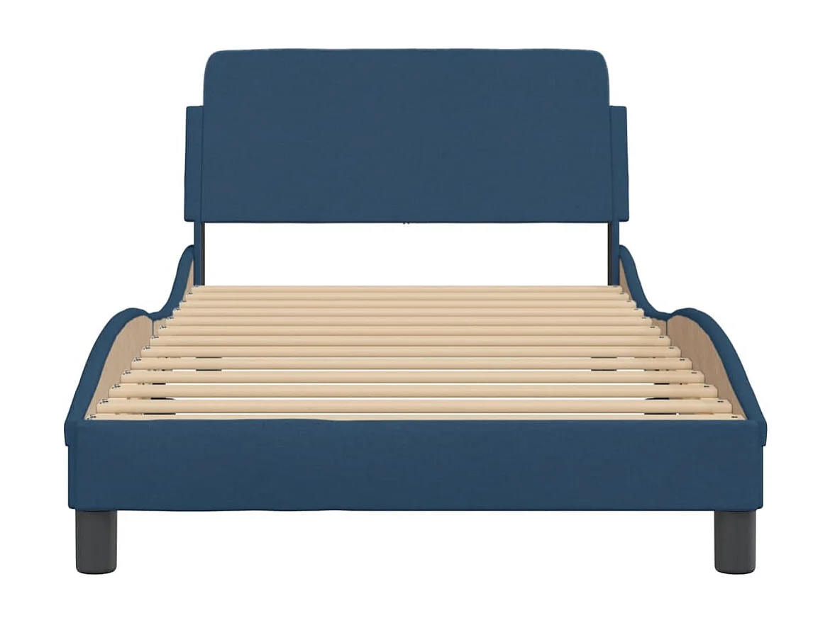 Cama individual- 100x200 cm con cabecero de tela azul ES189514