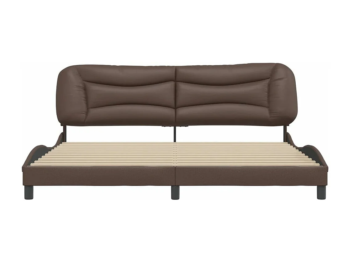 Cama matrimonial- 200x200 cm cabecero cuero sintético marrón ES901034