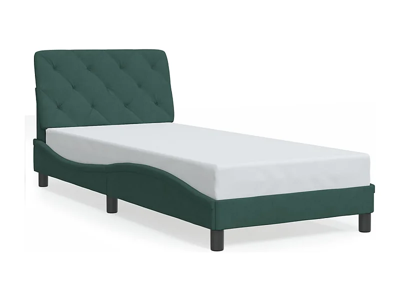 Lit simple + tête de lit Vert foncé 90x190 cm Velours FR25959