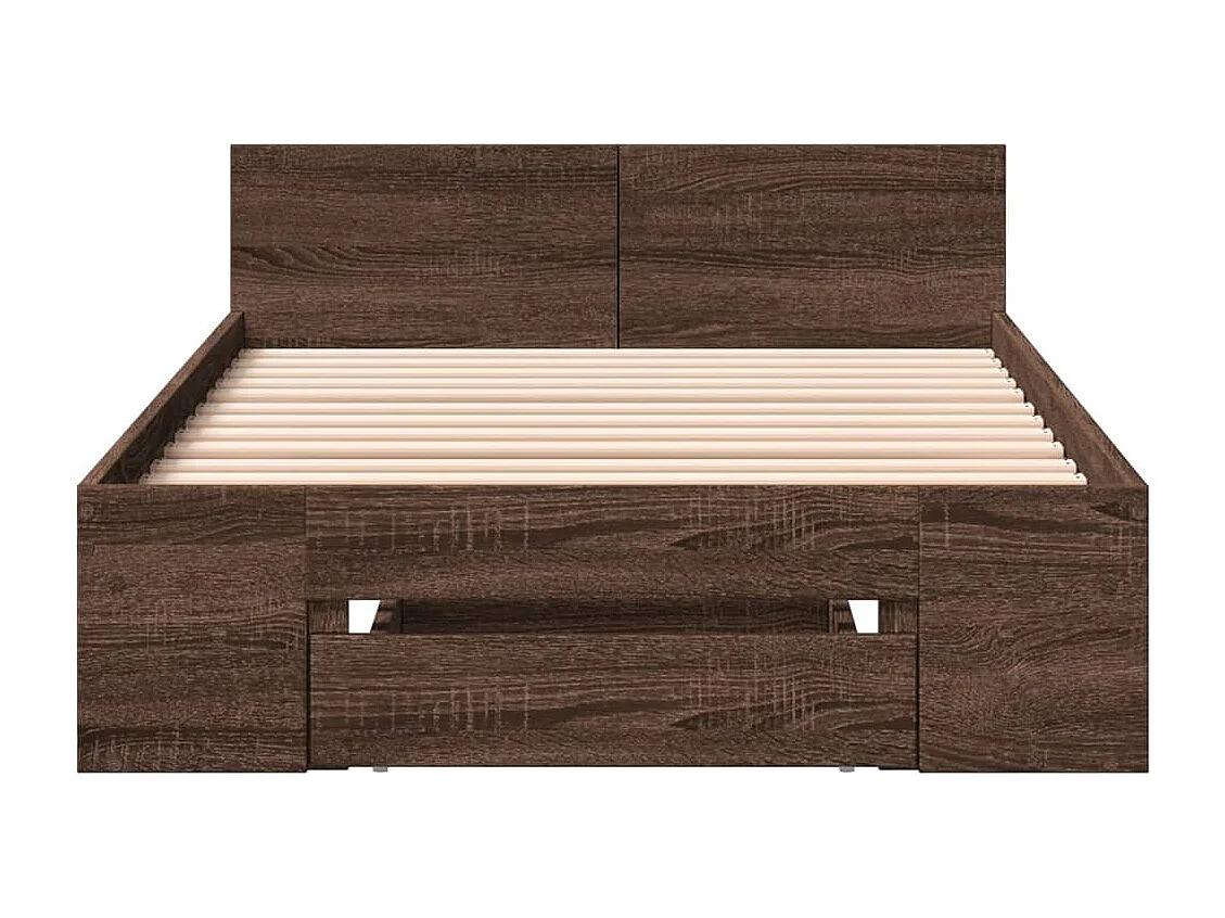 Lit simple à tiroir chêne marron 90x190 cm bois d'ingénierie FR70534