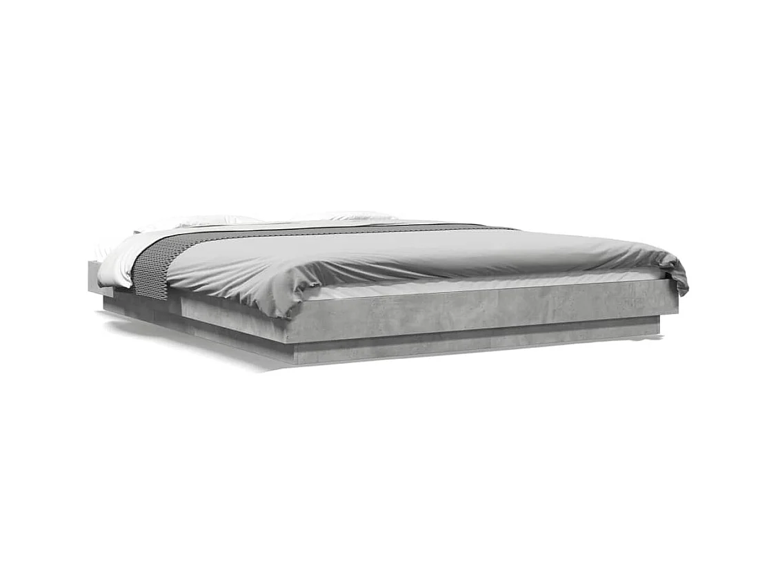 Lit double gris béton 160x200 cm bois d'ingénierie FR35301