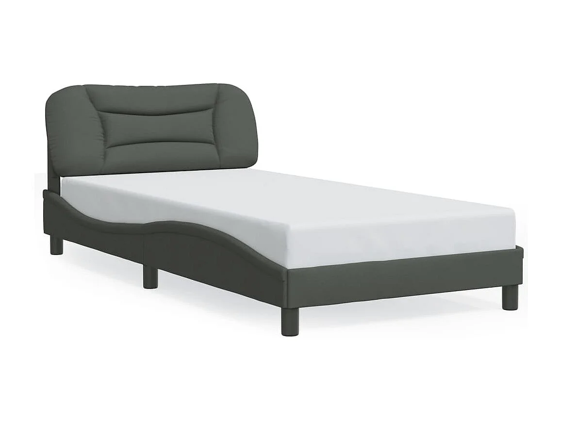 Cama individual- 100x200 cm con luces LED tela gris oscuro ES716634