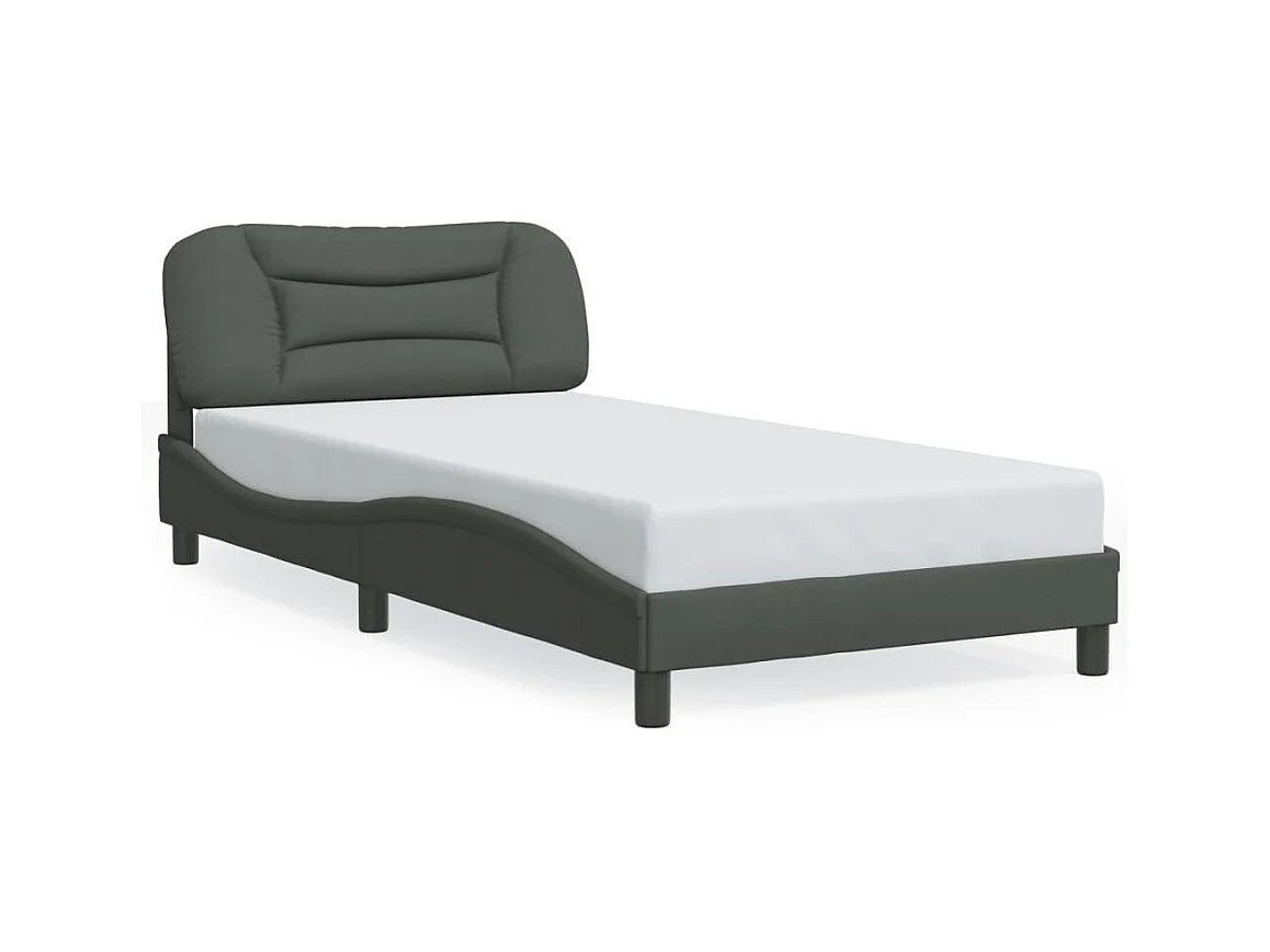 Lit simple avec lumières LED gris foncé 100x200 cm tissu FR89490