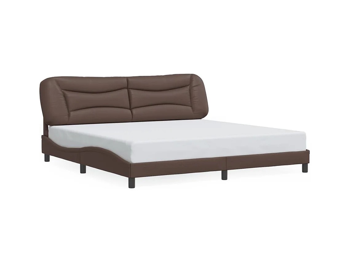 Cama c/ luz LED 200x200 cm couro artificial castanho PT941166