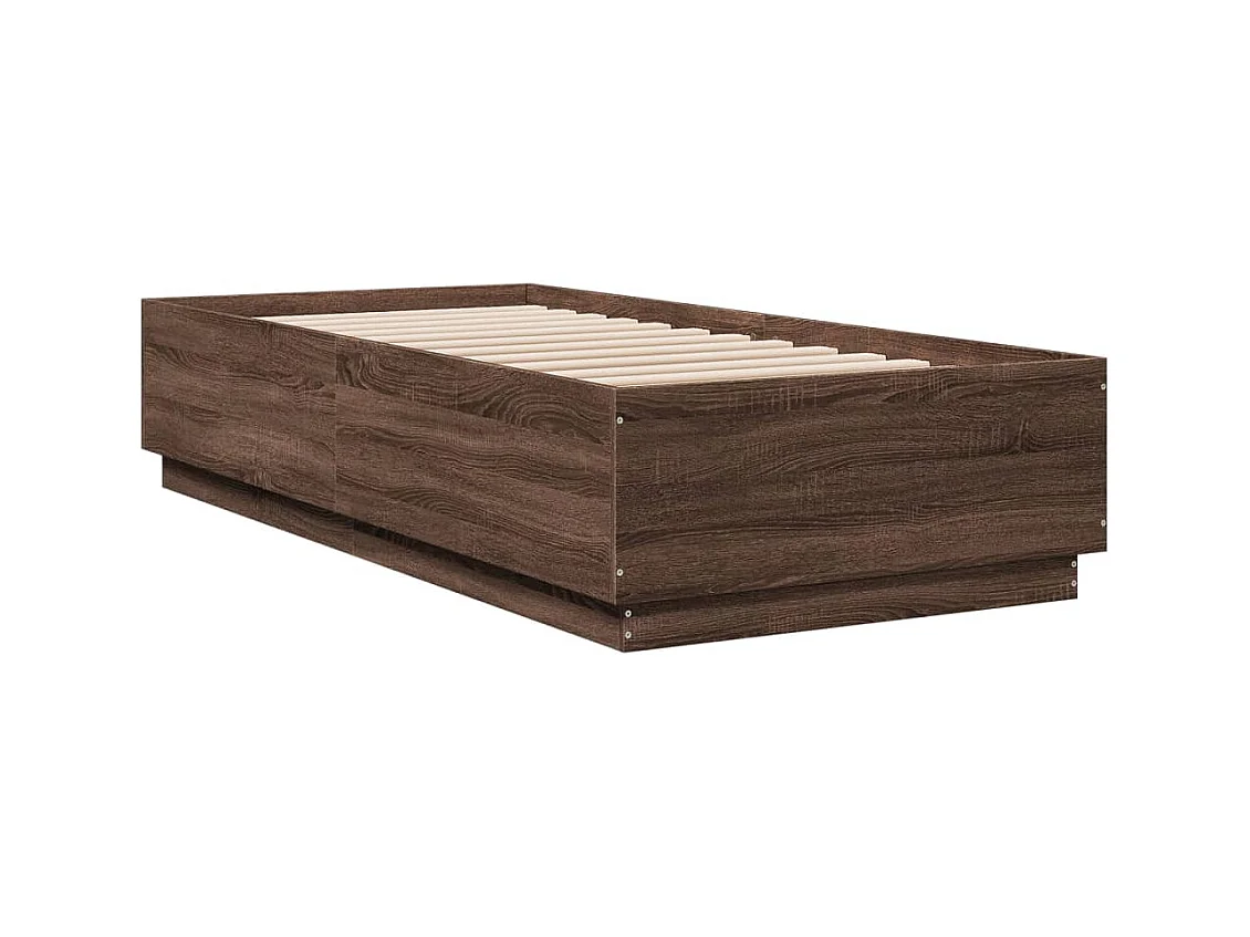 Lit simple avec lumières LED chêne marron 90x200 cm FR92348