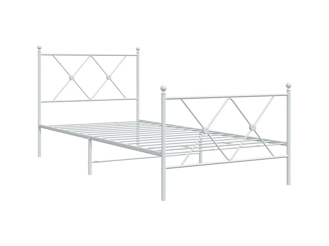 Cama 90x190 cm - metal con cabecero y pie blanca ES429407