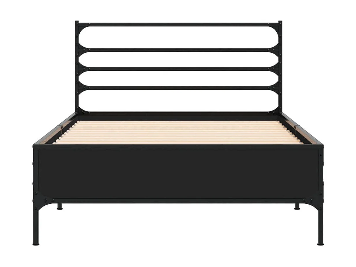 Cama individual- 90x200 cm madera de ingeniería y metal negro ES151763