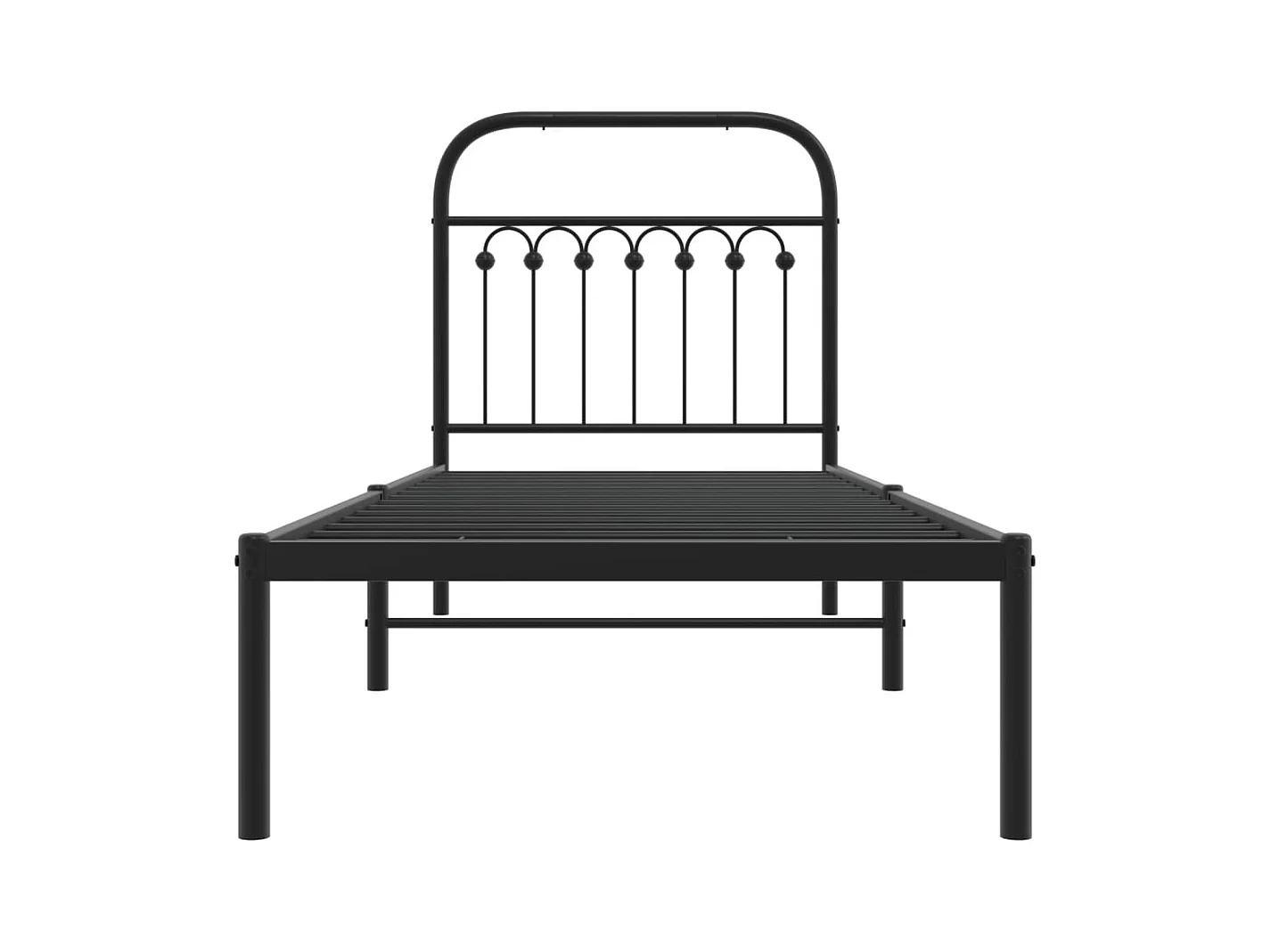 Lit simple métal + tête de lit noir 80x200 cm FR67483