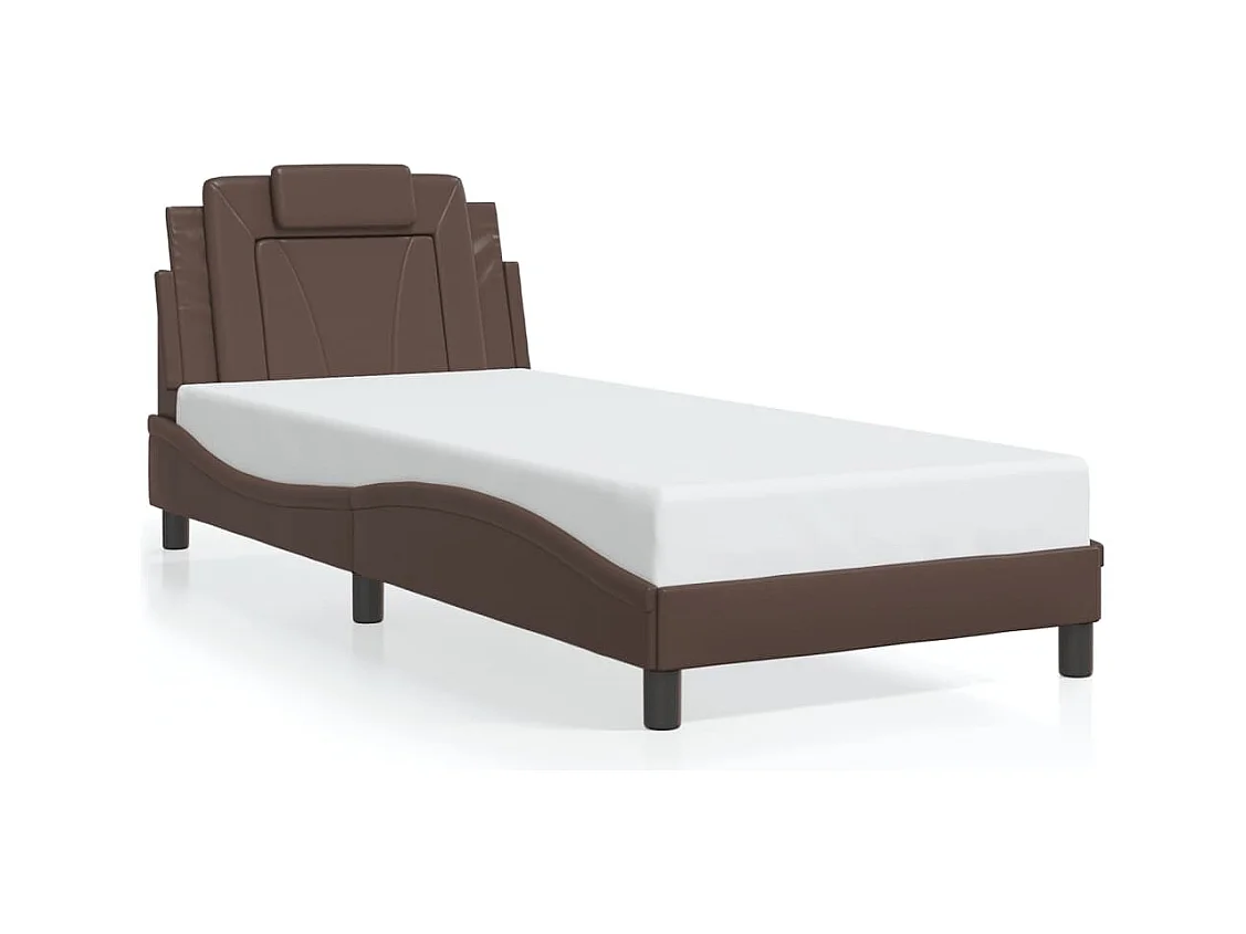 Lit simple avec lumières LED marron 80x200 cm similicuir FR89696