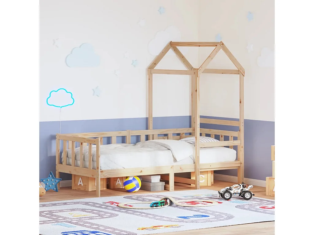 Lit de jour avec toit 90x200 cm bois de pin massif FR58334