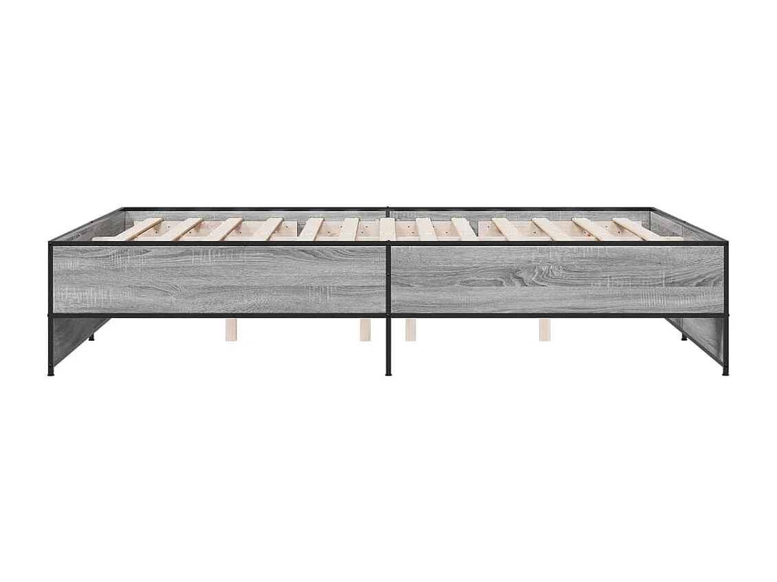 Lit double sonoma gris 140x200 cm bois d'ingénierie et métal FR86475