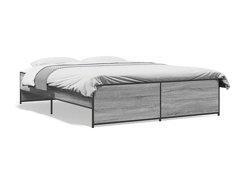 Cama 140x200 cm - madera ingeniería metal gris Sonoma ES593403