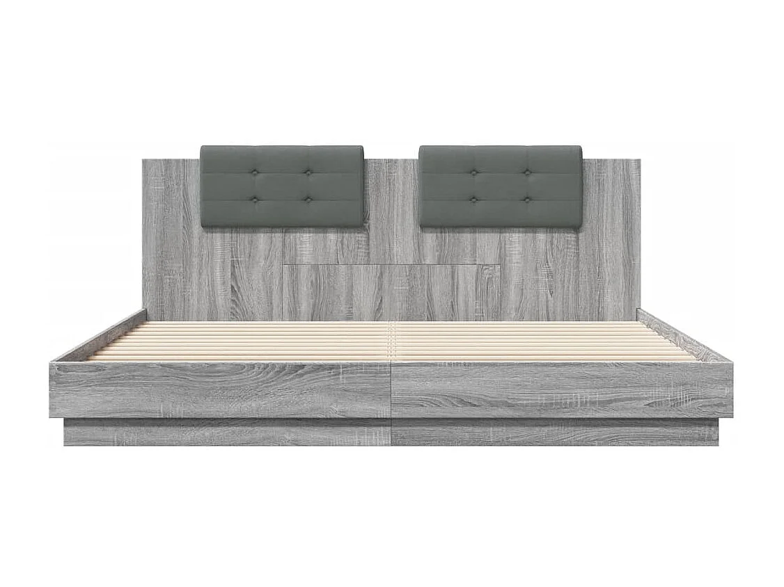 Cama c/ cabeceira/luzes LED 180x200cm cinza sonoma PT615770