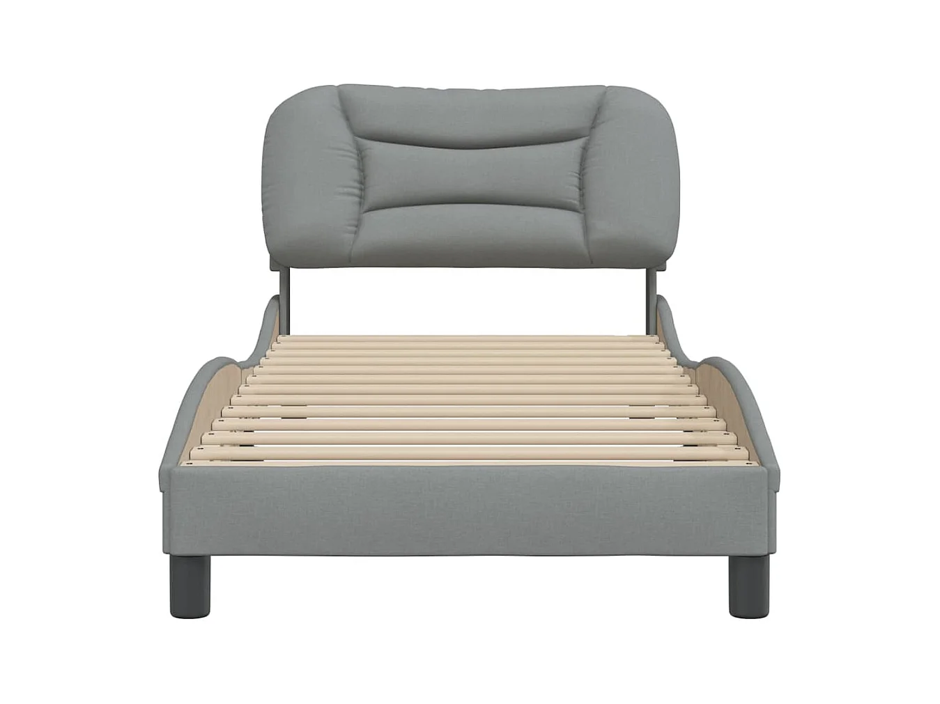 Lit simple + tête de lit Gris clair 90x190 cm Tissu FR26810