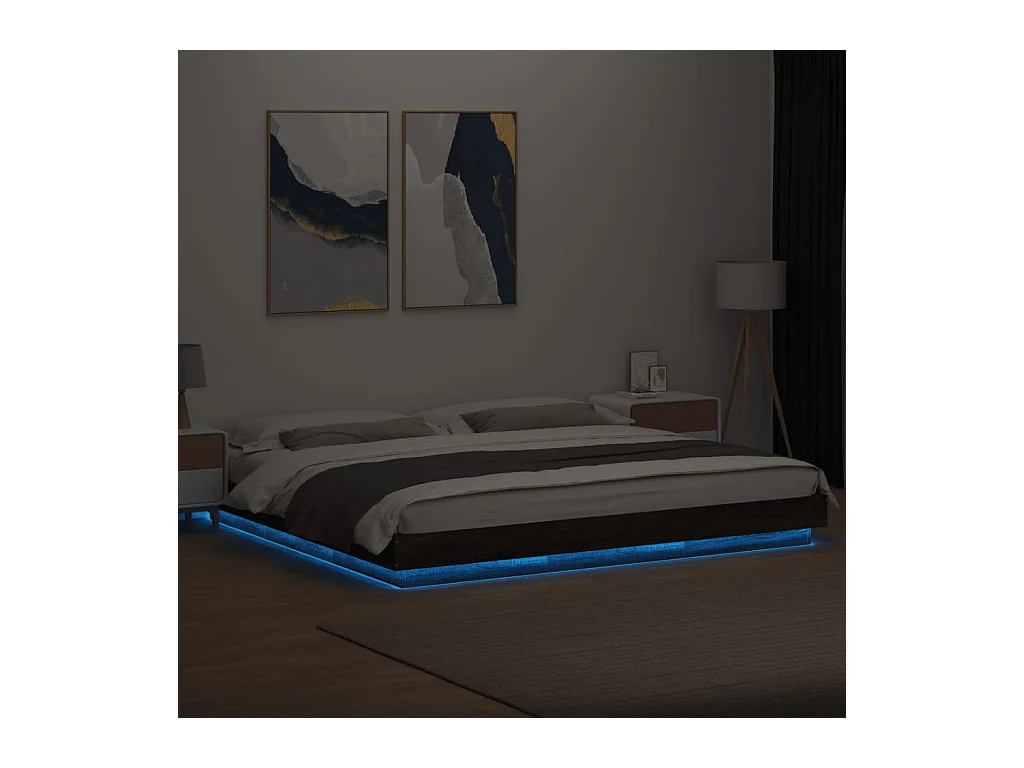 Bedframe met LED-verlichting bruin eikenkleurig 180x200 cm BE992391