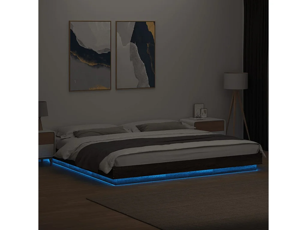 Bedframe met LED-verlichting bruin eikenkleurig 180x200 cm BE992391