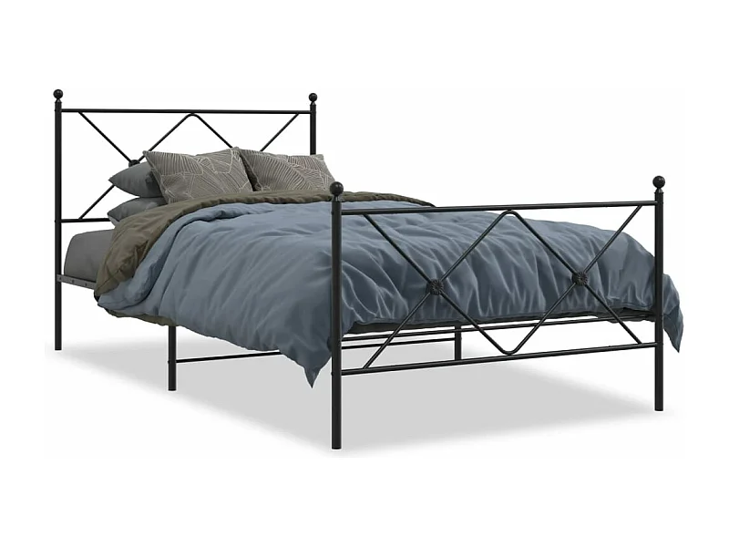 Cama com cabeceira e pés 107x203 cm metal preto PT340466