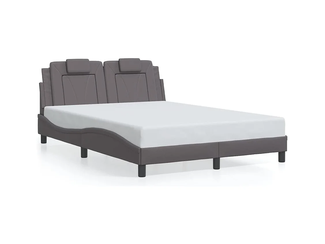 Cama 120x200 cm - con luces LED cuero sintético gris ES952705
