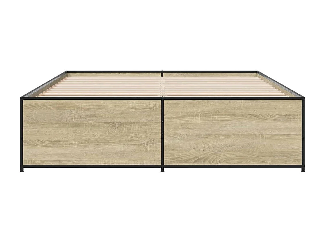 Cama 160x200 cm - madera ingeniería metal roble Sonoma ES965402