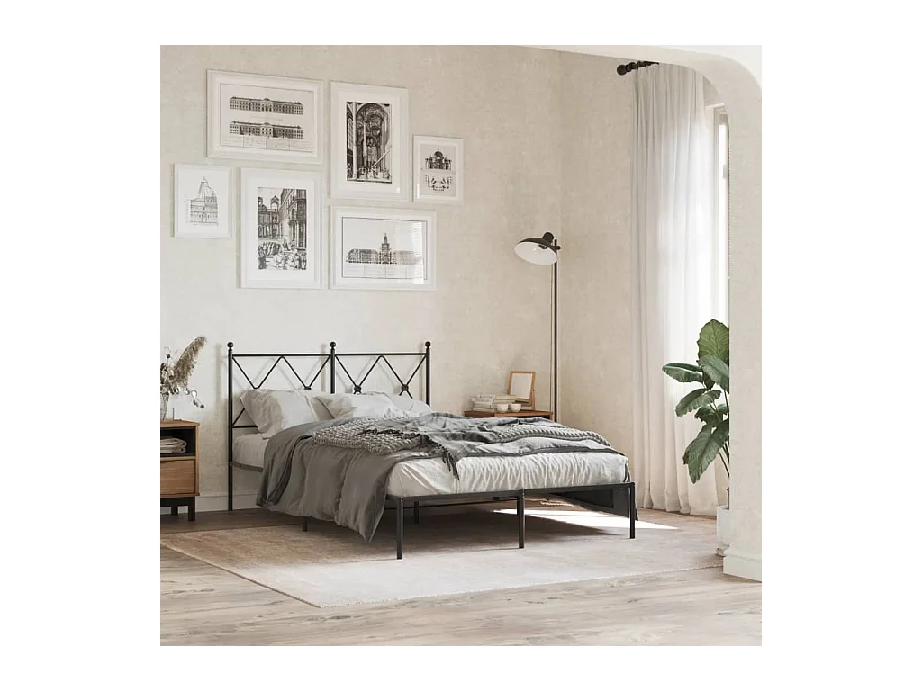 Bedframe met hoofdbord metaal zwart 120x200 cm BE743684