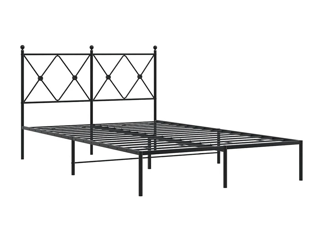 Lit double métal + tête de lit noir 120x200 cm FR58780