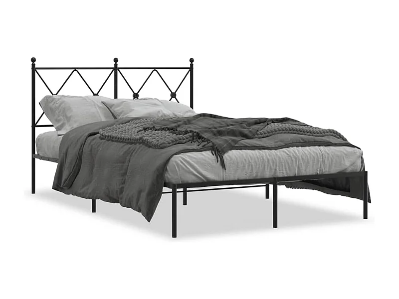 Cama matrimonial- 120x200 cm con cabecero metal negro ES225034