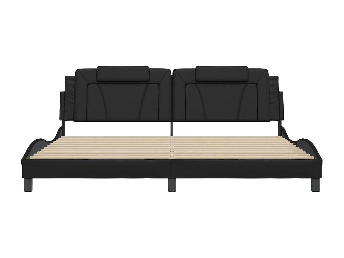 Bedframe met hoofdeinde kunstleer zwart 200x200 cm BE871216