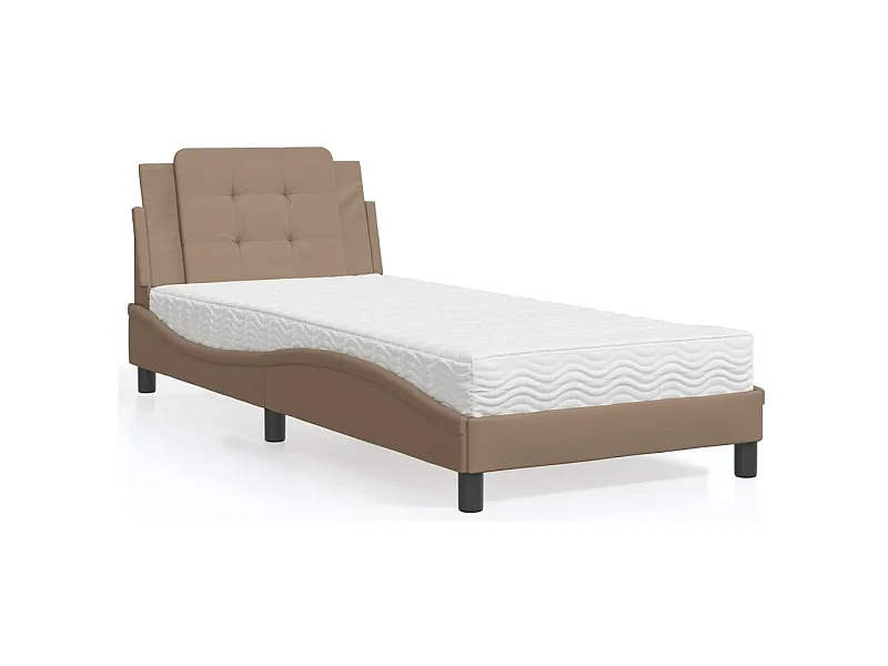 Bed met matras kunstleer cappuccinokleurig 90x190 cm BE175296