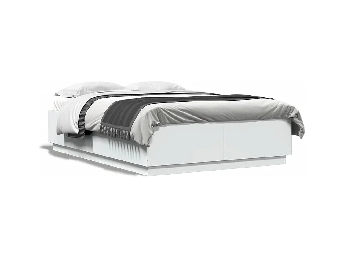 Lit double avec lumières LED blanc 150x200 cm FR75095