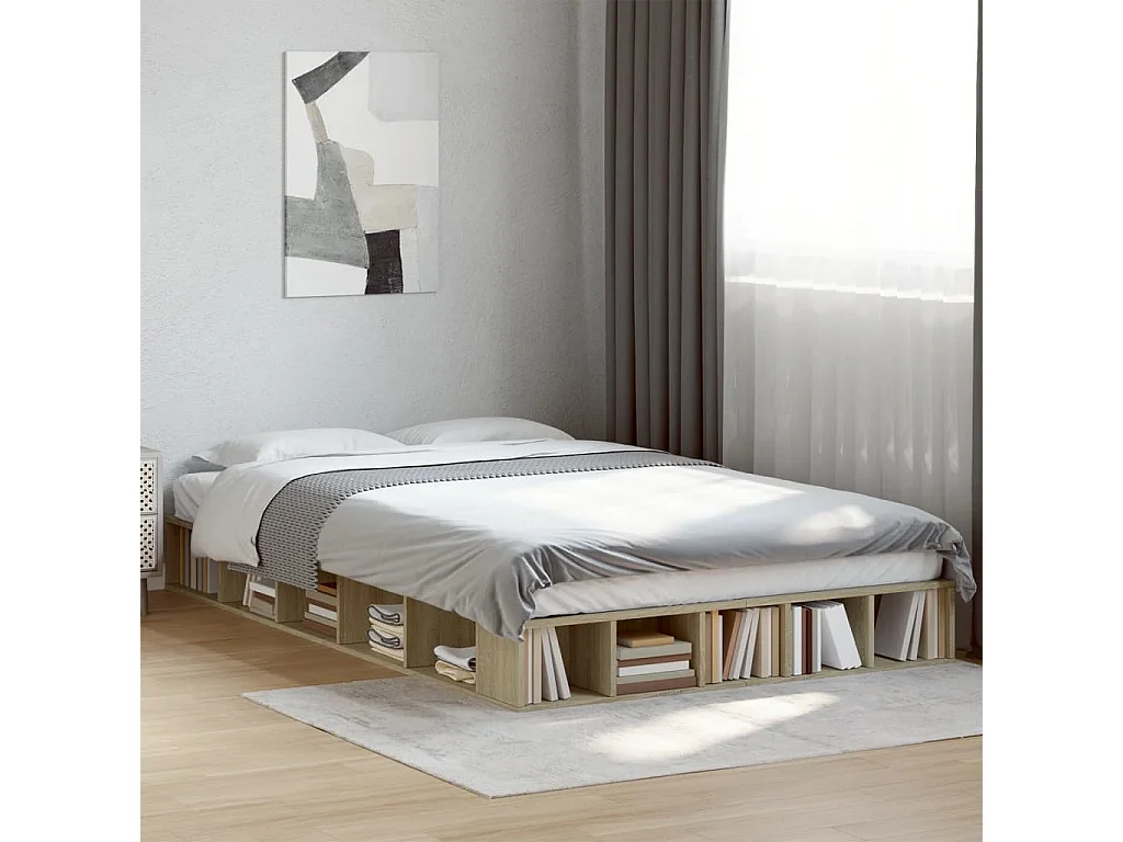 Bedframe bewerkt hout sonoma eikenkleurig 120x200 cm BE939652