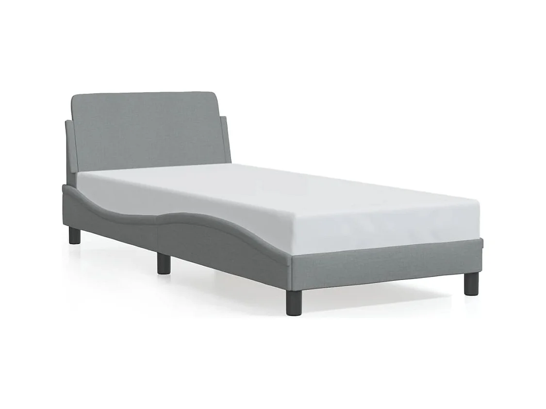Lit simple + tête de lit Gris clair 80x200 cm Tissu FR64594