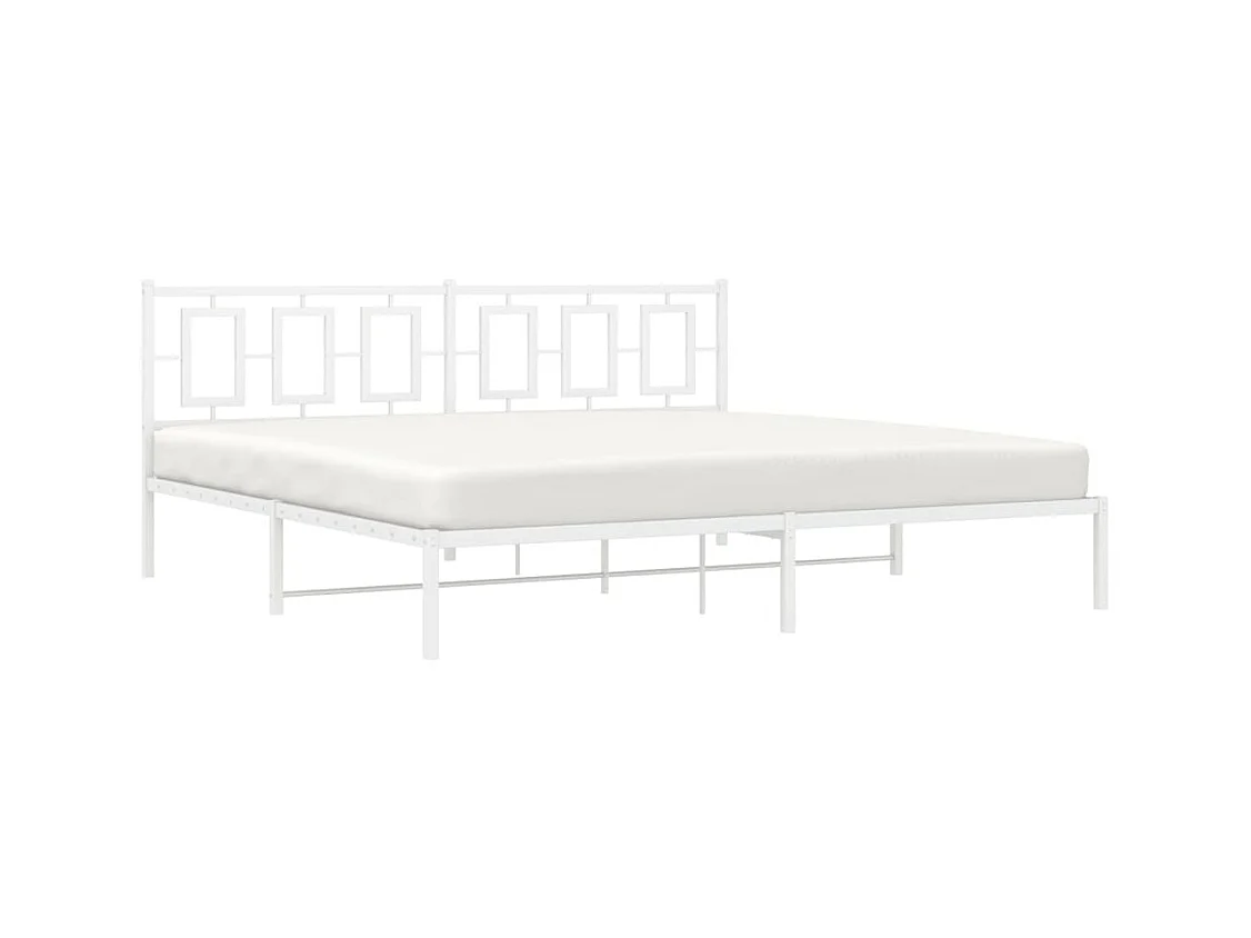 Cama matrimonial- 200x200 cm con cabecero metal blanca ES350375