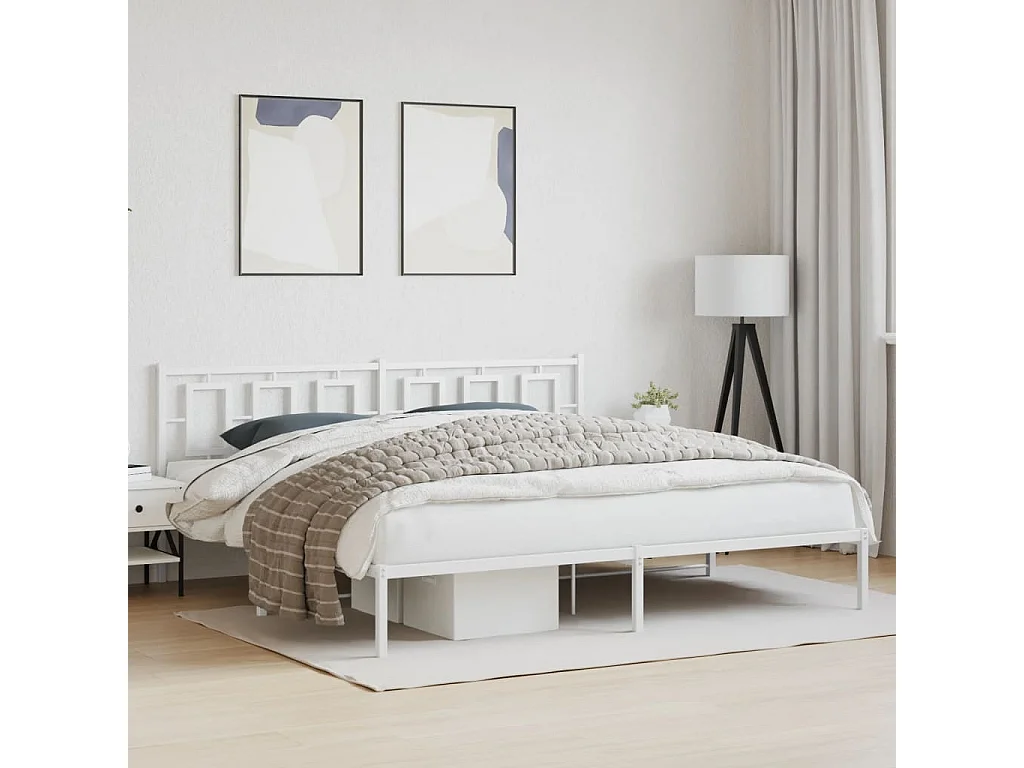 Cama matrimonial- 200x200 cm con cabecero metal blanca ES350375