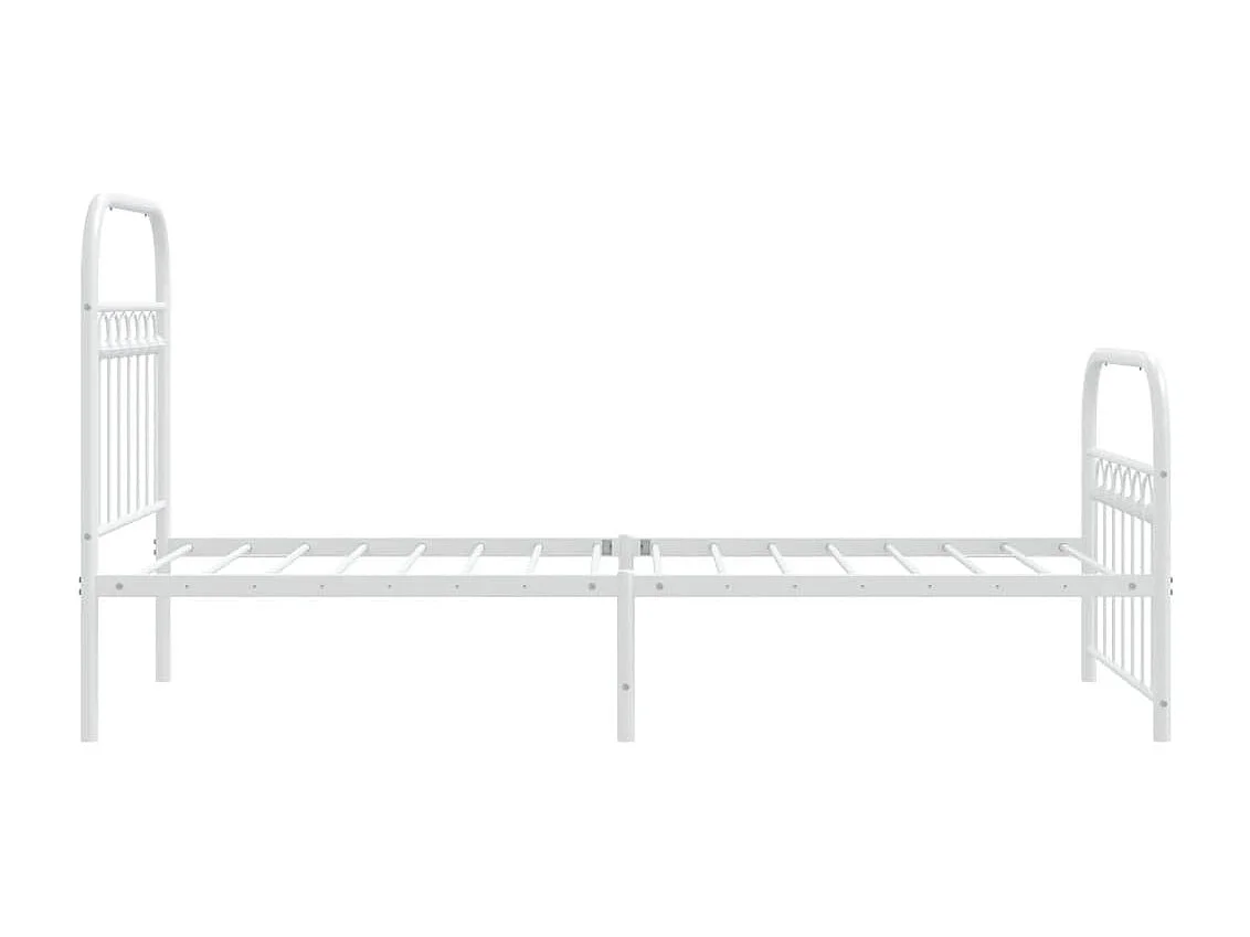 Lit simple métal + tête de lit/pied de lit blanc 80x200 cm FR23925