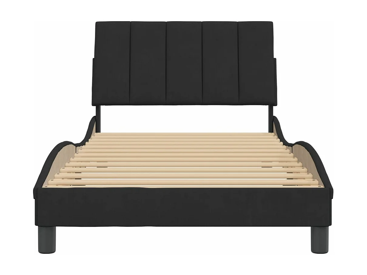 Cama individual- 100x200 cm con cabecero de terciopelo negro ES473830