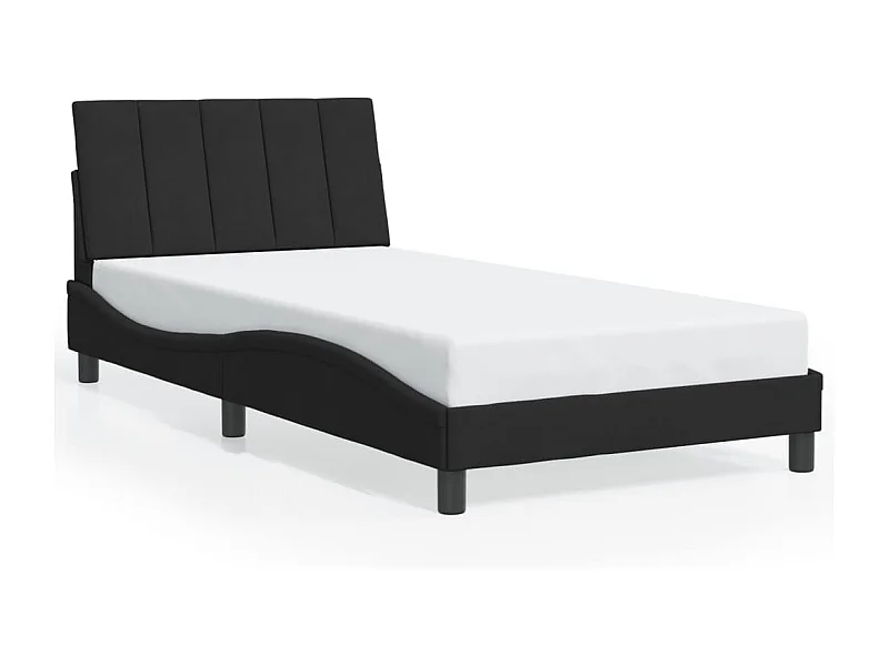 Cama individual- 100x200 cm con cabecero de terciopelo negro ES473830