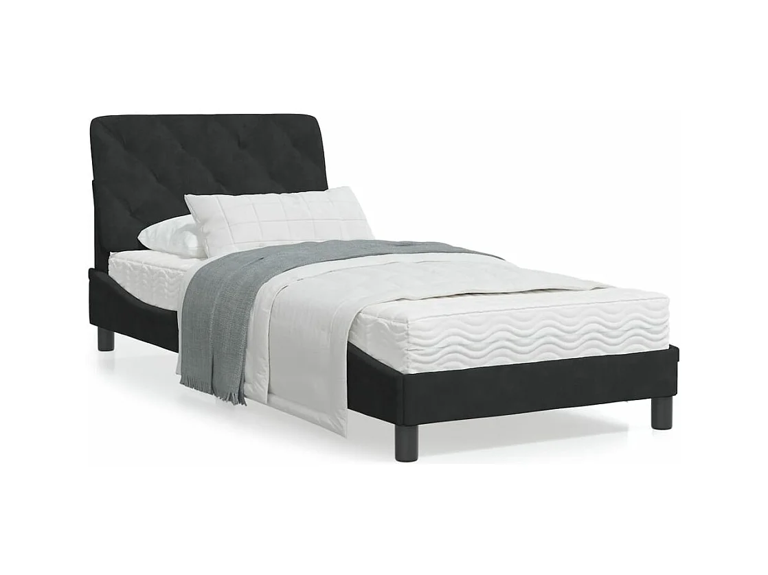 Bedframe met hoofdeinde fluweel zwart 80x200 cm BE414094