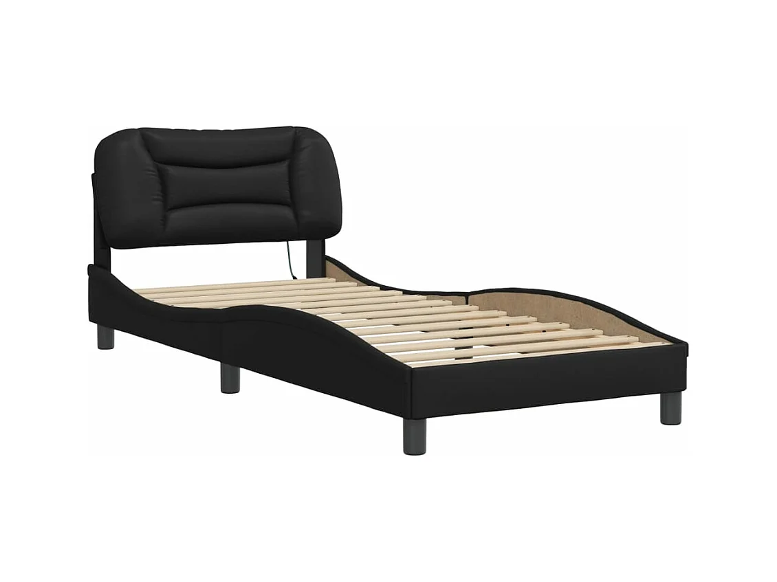 Lit simple avec lumières LED noir 80x200 cm similicuir FR95931