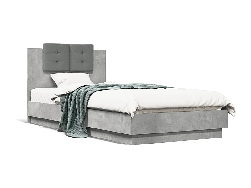 Cama 100x200 cm con cabecero madera de ingeniería gris hormigón ES405764