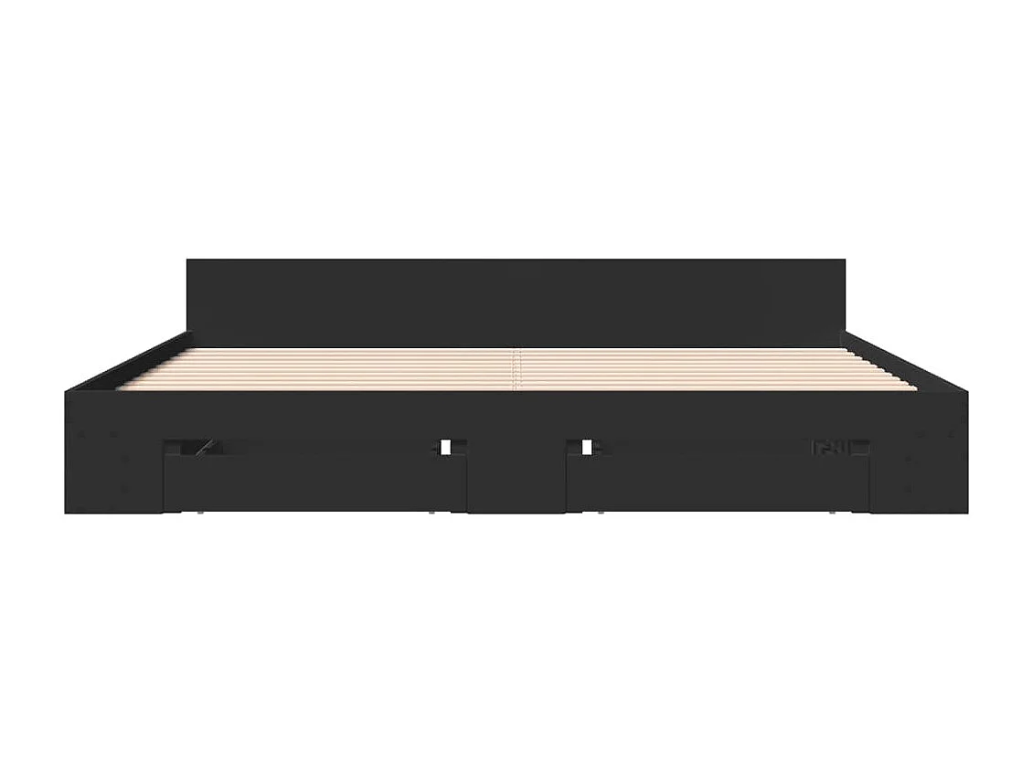 Cama 180x200 cm - con cajones madera ingeniería negra ES458633