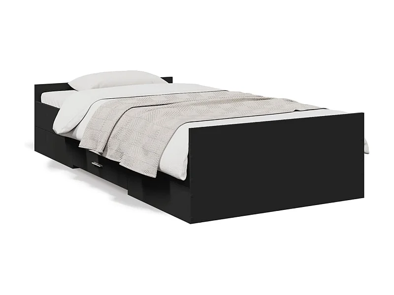 Cama c/ gavetas 100x200 cm derivados madeira preto PT660960