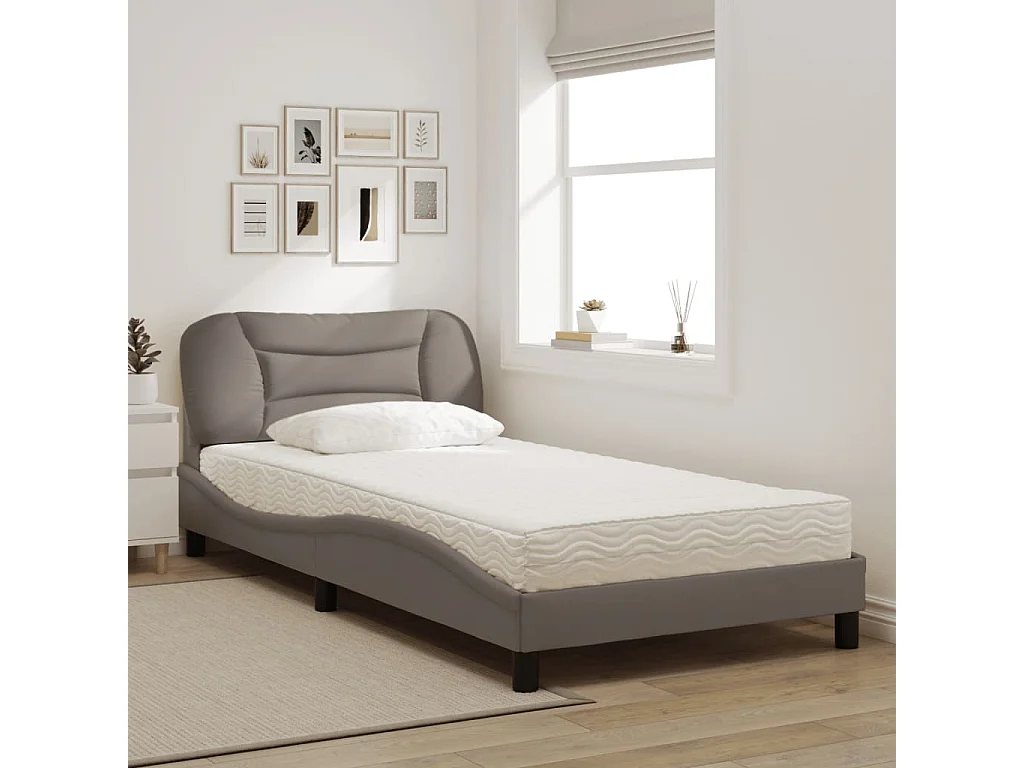 Bed met matras stof taupe 100x200 cm BE961934