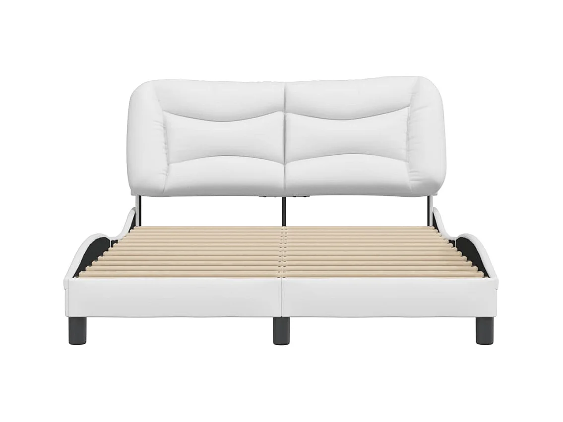 Lit double + tête de lit Blanc 120x200 cm Similicuir FR28592