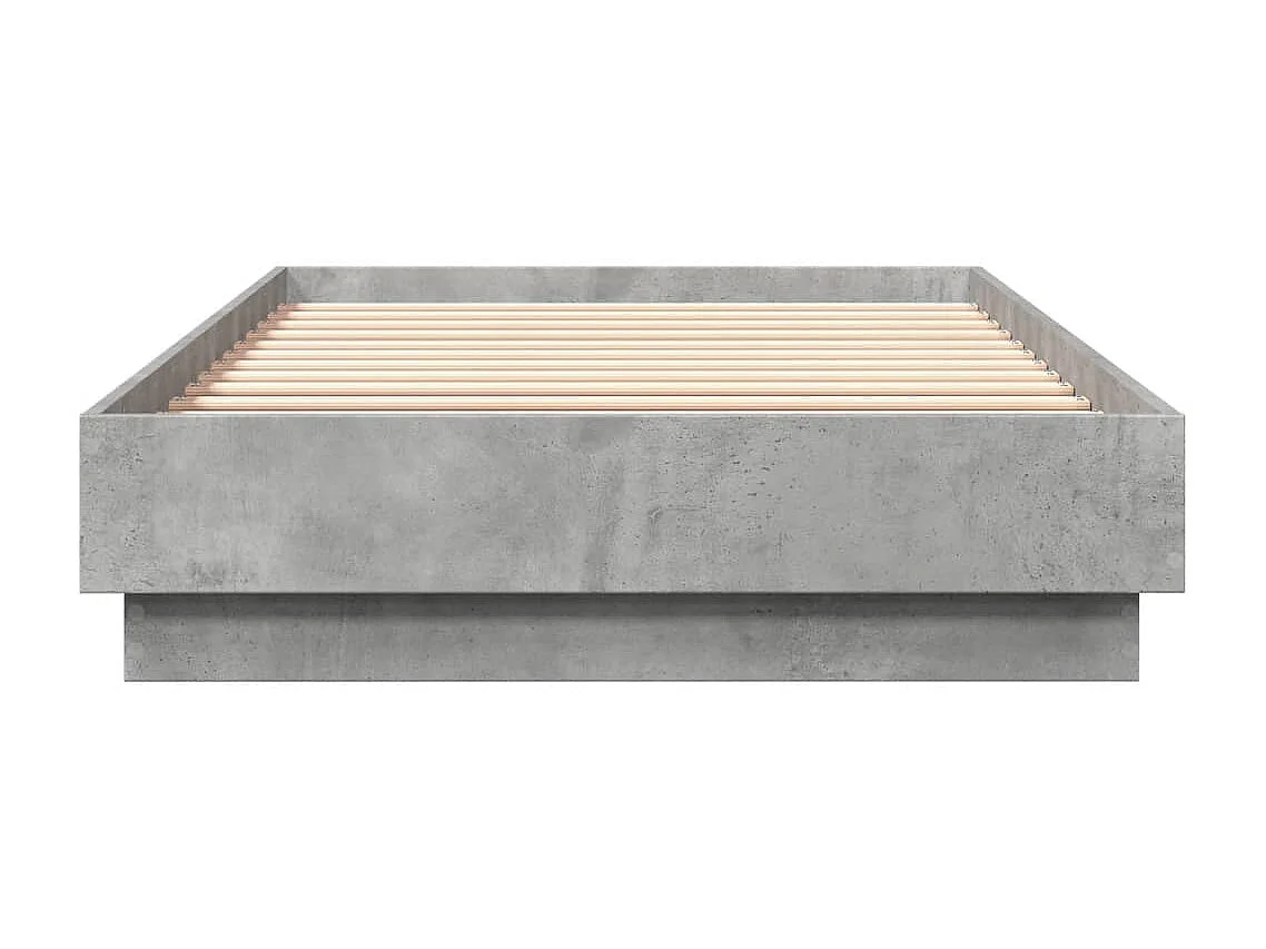 Lit simple gris béton 90x200 cm bois d'ingénierie FR22715